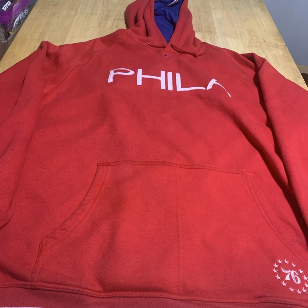Nike Team‎ PHILADELPHIA 76ers Sixers Rewind Center Swoosh Hoodie Red 4XL